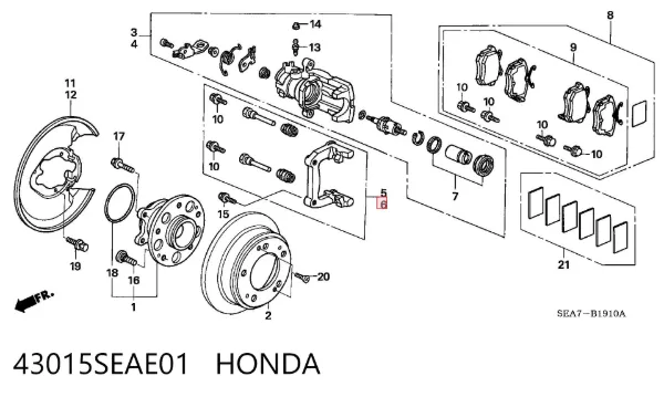 Jarzmo zacisku hamulcowego tylnego 43015SEAE01 Honda