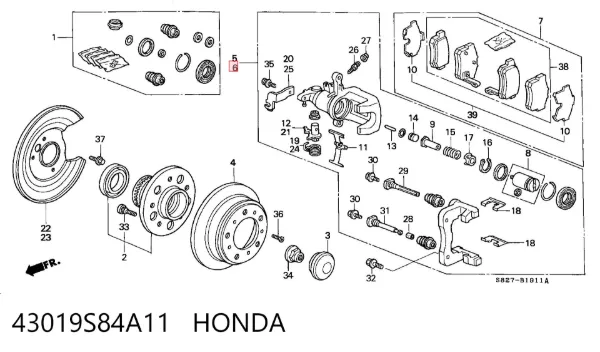 Zacisk hamulcowy tylny lewy 43019S84A11 Honda