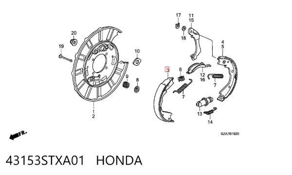 Klocki hamulca ręcznego Honda Pilot II