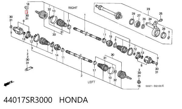 Osłona przegubu homokinetycznego półosi przedniej wewnętrzna 44017SR3000 Honda