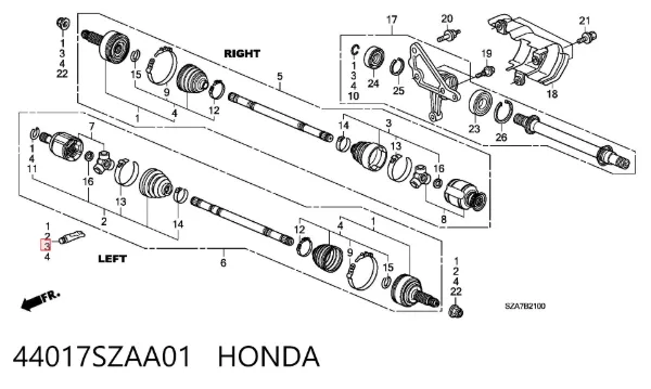 Osłona przegubu homokinetycznego półosi przedniej wewnętrzna 44017SZAA01 Honda