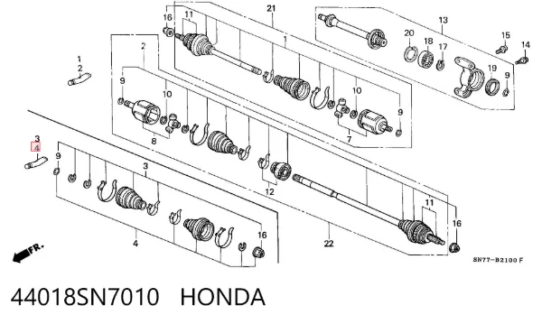 Osłona przegubu homokinetycznego półosi przedniej zewnętrzna 44018SN7010 Honda