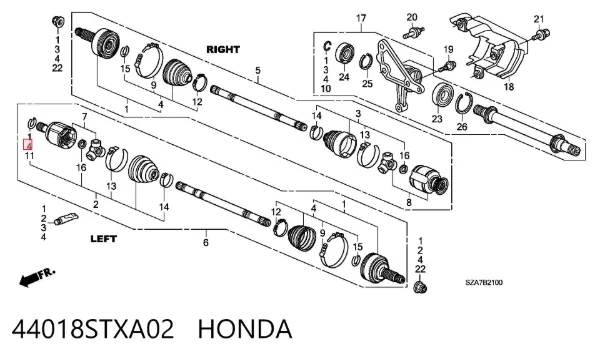 Osłona przegubu homokinetycznego półosi przedniej zewnętrzna 44018STXA02 Honda