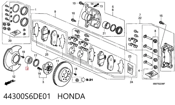 Łożysko piasty przedniej 44300S6DE01 Honda