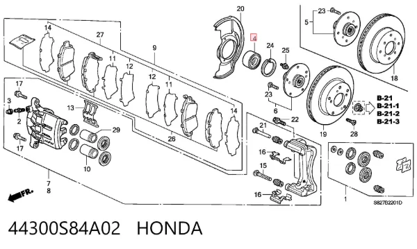 Łożysko piasty przedniej 44300S84A02 Honda