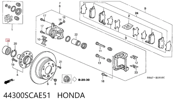 Lożysko piasty tylnej 44300SCAE51 Honda
