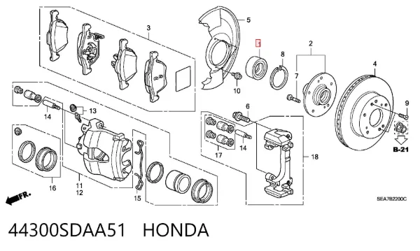 Łożysko piasty przedniej 44300SDAA51 Honda