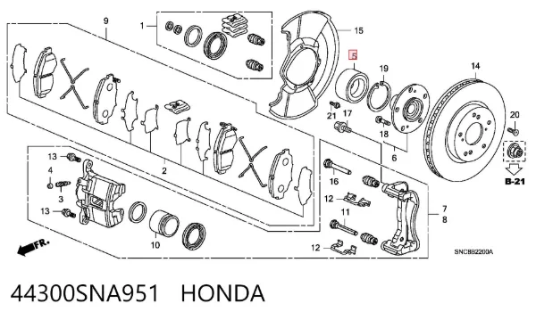 Łożysko piasty przedniej 44300SNA951 Honda