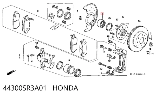 Łożysko piasty przedniej 44300SR3A01 Honda