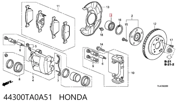 Łożysko piasty przedniej 44300TA0A51 Honda