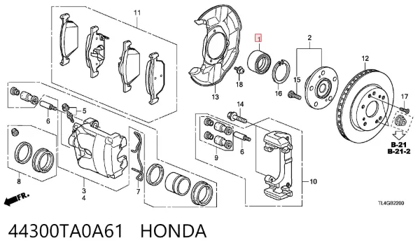 Łożysko piasty przedniej 44300TA0A61 Honda