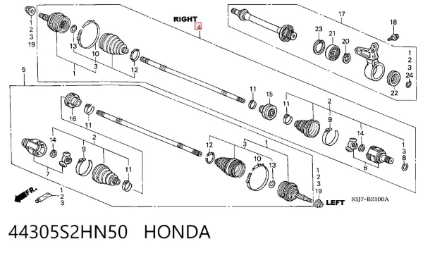Półoś napędowa przednia prawa 44305S2HN50 Honda