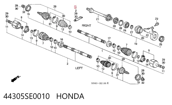 Półoś napędowa przednia lewa 44305SE0010 Honda