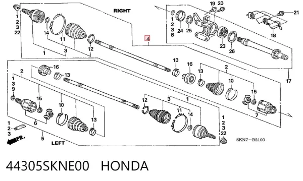 Półoś napędowa przednia prawa 44305SKNE00 Honda