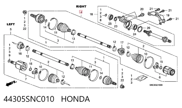 Półoś napędowa przednia prawa 44305SNC010 Honda