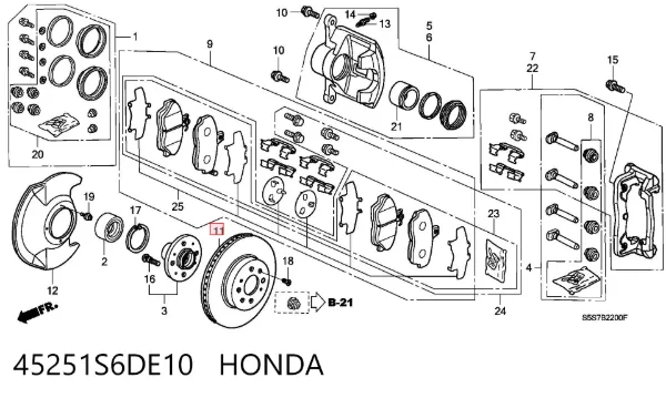 Tarcza hamulcowa przednia 45251S6DE10 Honda