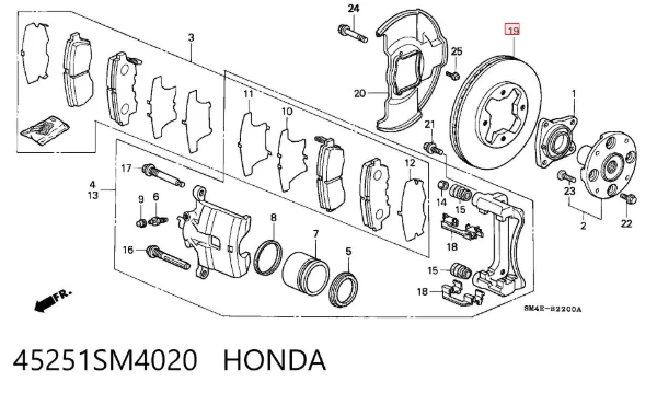 Tarcza hamulcowa przednia 45251SM4020 Honda