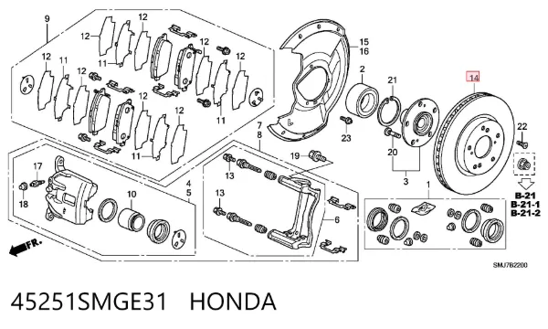Tarcza hamulcowa przednia 45251SMGE31 Honda