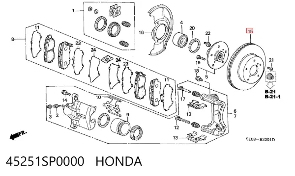 Tarcza hamulcowa przednia 45251SP0000 Honda