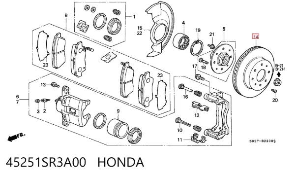 Tarcza hamulcowa przednia 45251SR3A00 Honda