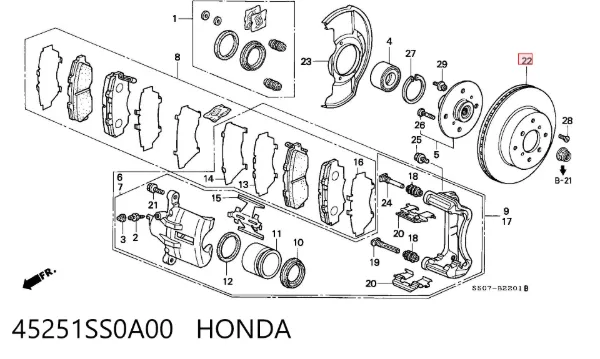 Tarcza hamulcowa przednia 45251SS0A00 Honda