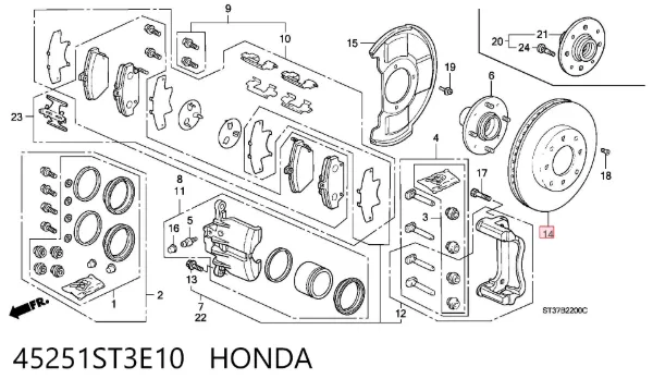 Tarcza hamulcowa przednia 45251ST3E10 Honda