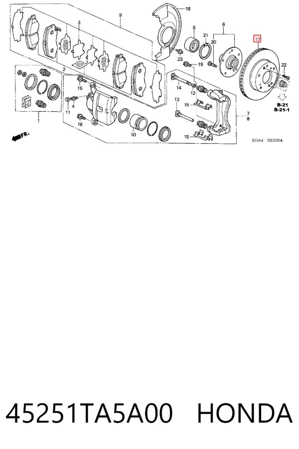 Tarcza hamulcowa przednia 45251TA5A00 Honda