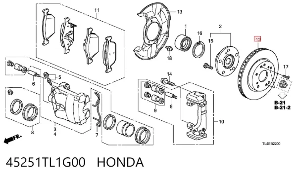 Tarcza hamulcowa przednia 45251TL1G00 Honda