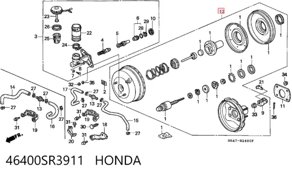 Wzmacniacz próżniowy hamulców Honda Civic V