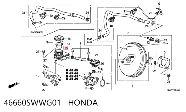 Zbiorniczek głównego cylindra hamulcowego (płynu hamulcowego) Honda CR-V III