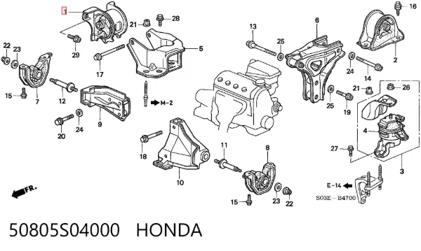 Poduszka (podpora) silnika prawa 50805S04000 Honda