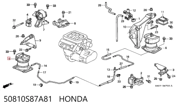 Poduszka (podpora) silnika przednia 50810S87A81 Honda