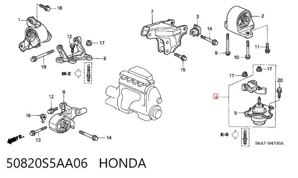 Poduszka (podpora) silnika lewa 50820S5AA06 Honda
