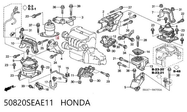 Poduszka (podpora) silnika prawa 50820SEAE11 Honda