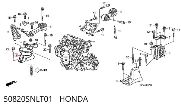 Poduszka (podpora) silnika prawa dolna 50820SNLT01 Honda