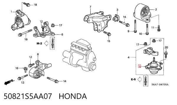 Poduszka (podpora) silnika lewa 50821S5AA07 Honda