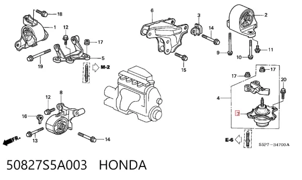 Poduszka (podpora) silnika prawa 50827S5A003 Honda