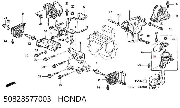 Poduszka (podpora) silnika lewa 50828S77003 Honda