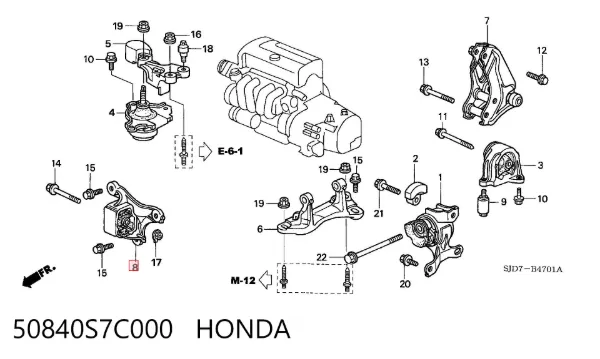 Poduszka (podpora) silnika przednia 50840S7C000 Honda