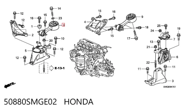 Poduszka (podpora) silnika prawa górna 50880SMGE02 Honda