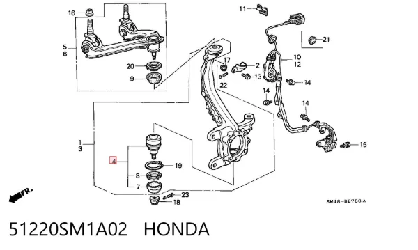 Sworzeń wahacza dolny 51220SM1A02 Honda