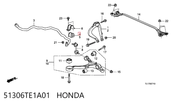 Tuleja stabilizatora przedniego 51306TE1A01 Honda