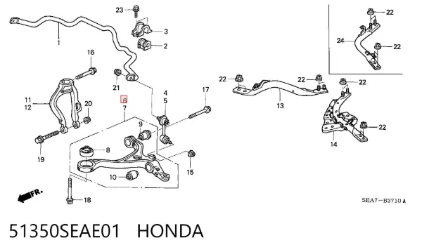 Wahacz zawieszenia przedniego dolny prawy 51350SEAE01 Honda