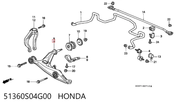 Wahacz zawieszenia przedniego dolny lewy 51360S04G00 Honda