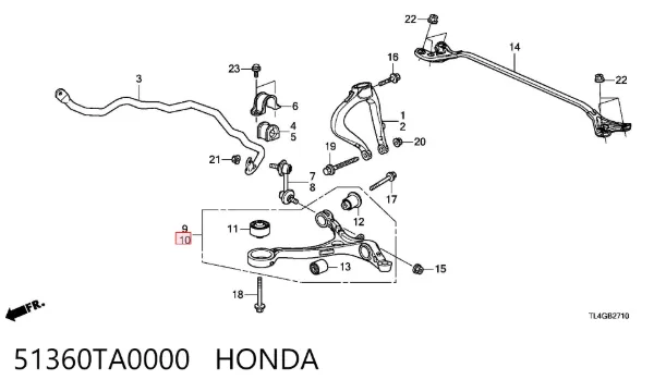 Wahacz zawieszenia przedniego dolny lewy 51360TA0000 Honda