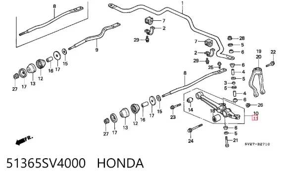 Wahacz zawieszenia przedniego dolny lewy 51365SV4000 Honda