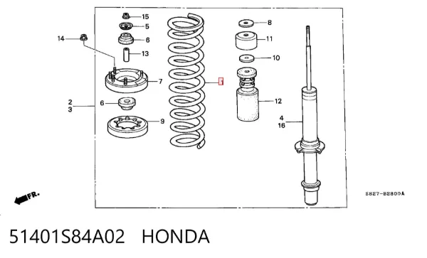 Sprężyna przednia 51401S84A02 Honda