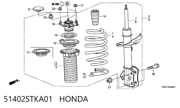 Osłona amortyzatora przedniego 51402STKA01 Honda