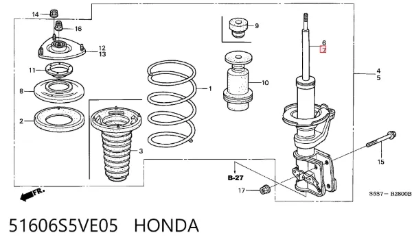 Amortyzator przedni lewy 51606S5VE05 Honda