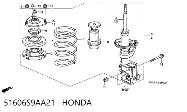 Amortyzator przedni lewy 51606S9AA21 Honda